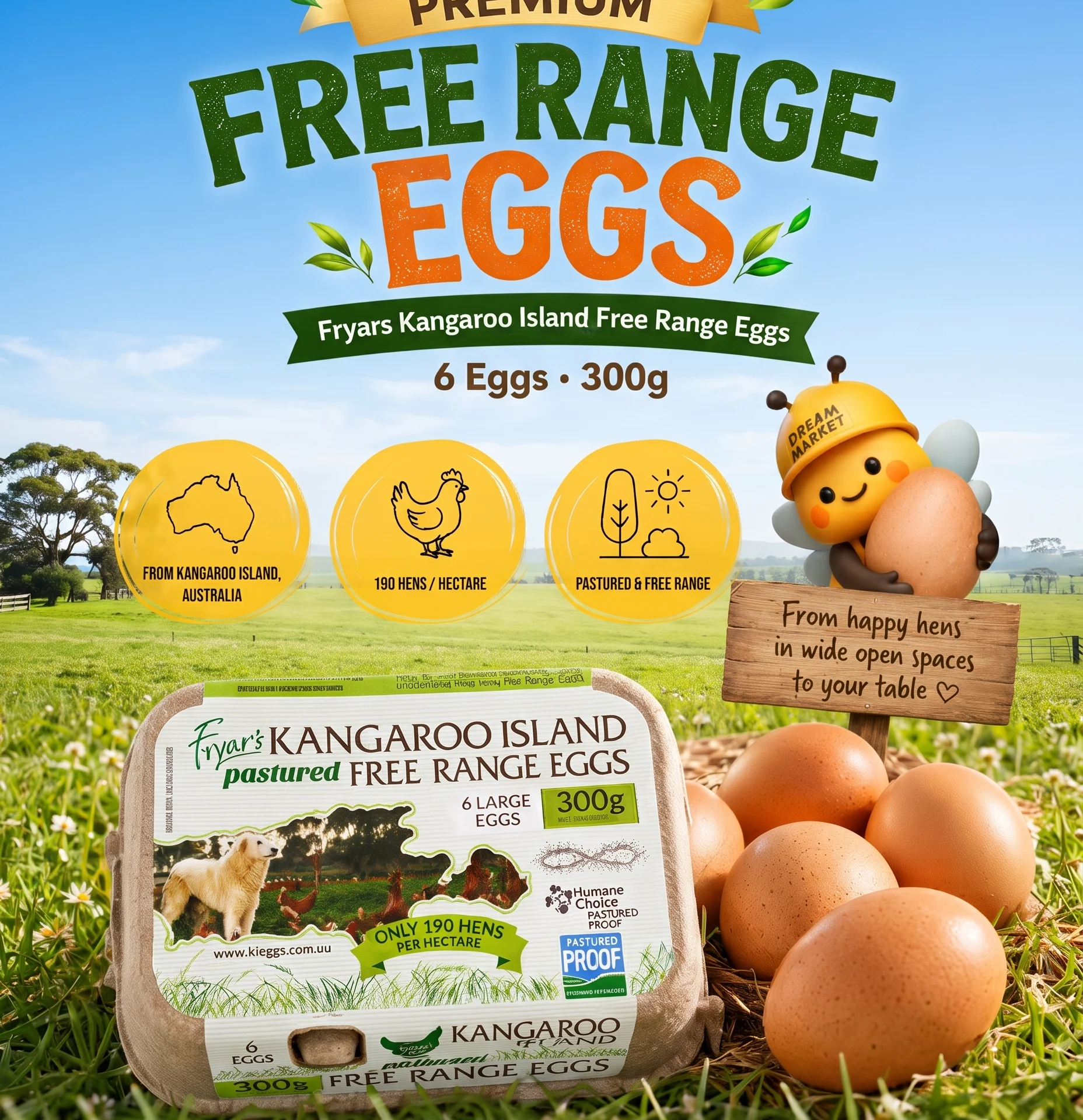 🥚🌿 Premium eggs from hens raised in wide open spaces!