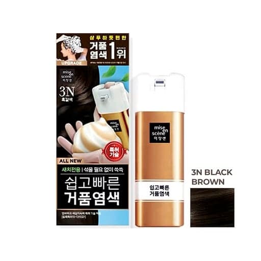 [미쟝센]새치전용 빠른 거품 염색 블랙 브라운 3N