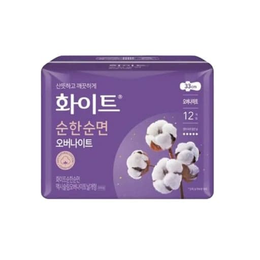 [화이트]순면 오버나이트 12개입