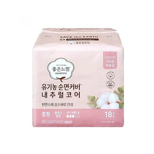 [좋은느낌]오가닉 순면 울트라 슬림 중형 18개입